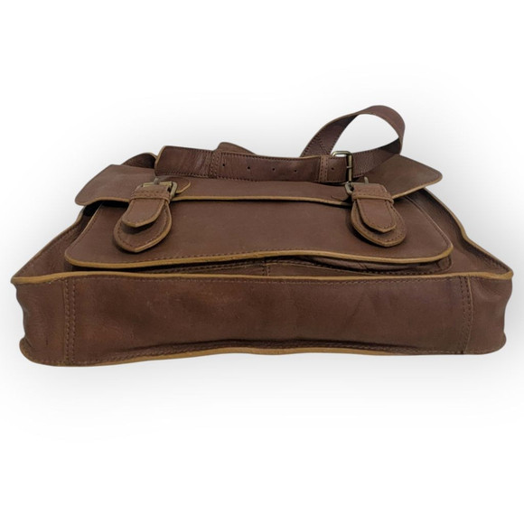 Boden Leather Messenger Crossbody Bag Brown Unisex - Picture 6 of 14